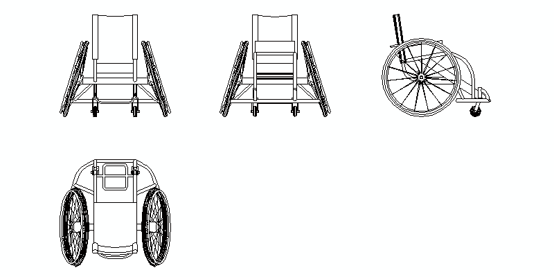 Vistas completas de cadeiras de rodas esportivas